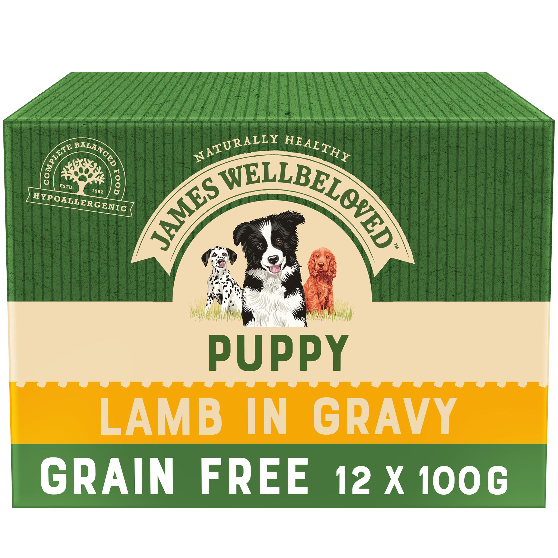 James Wellbeloved Grain Free Lamb Puppy Pouches 12 x 100g.On Sale at